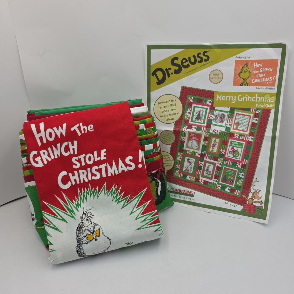 Dr Seuss Grinch Christmas Fabric Quilt Panel Bundle Robert Kaufman Holiday